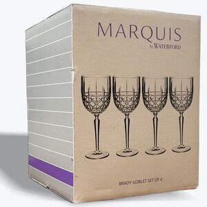 Marquis by Waterford Brady Goblet Set of 4 Crystal Wine Water Glasses 40017072